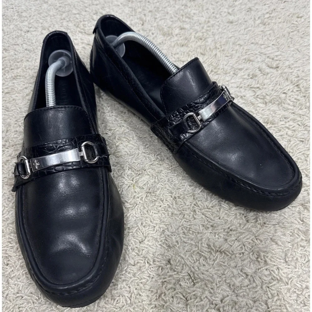 Cole Haan Black Leather Somerset Horse Bit Slip On Driving Loafers Men's 12M